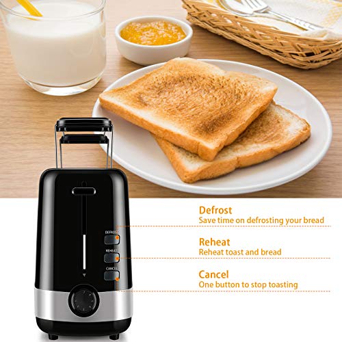 Bonsenkitchen Langschlitztoaster , mit 7 Bräunungsstufen und Krümelschublade, Auto-Pop-Up Toaster mit Auftau und Aufwärm… – Bild 3