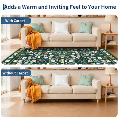 Alfombra Floral Vintage GarveeHome 5x7 Verde miniatura 6