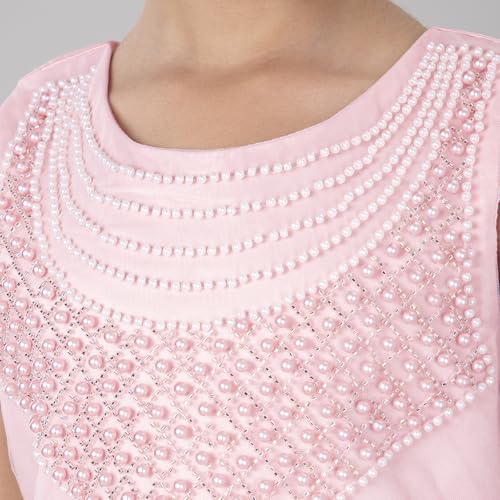 Image of Hopscotch Girls Sleeveless Pink Beaded Cascade Dress