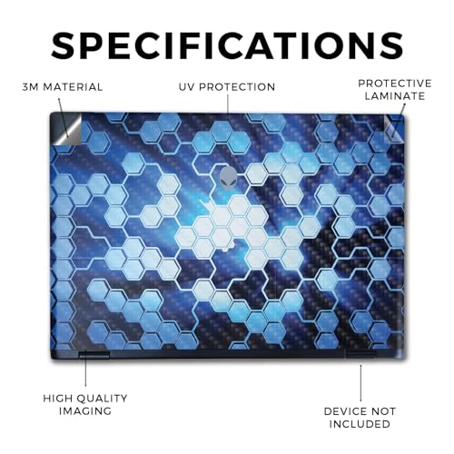 Image of Carbon Fiber Laptop Skin Compatible with Alienware M16 R2 (2024) - Shining Hex - Premium 3M Vinyl Protective Wrap Decal Cover - Easy to Apply | Crafted in The USA by MightySkins