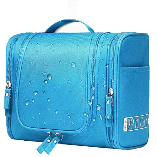 Bonnoeuvre Bolsa de Aseo, Neceser Cosméticos/Neceser Maquillaje/Organizador de Viaje/ Neceser con Gancho, Tturismo, Neceser de Viaje Impermeable para Hombres y Mujeres (Azul) Cover