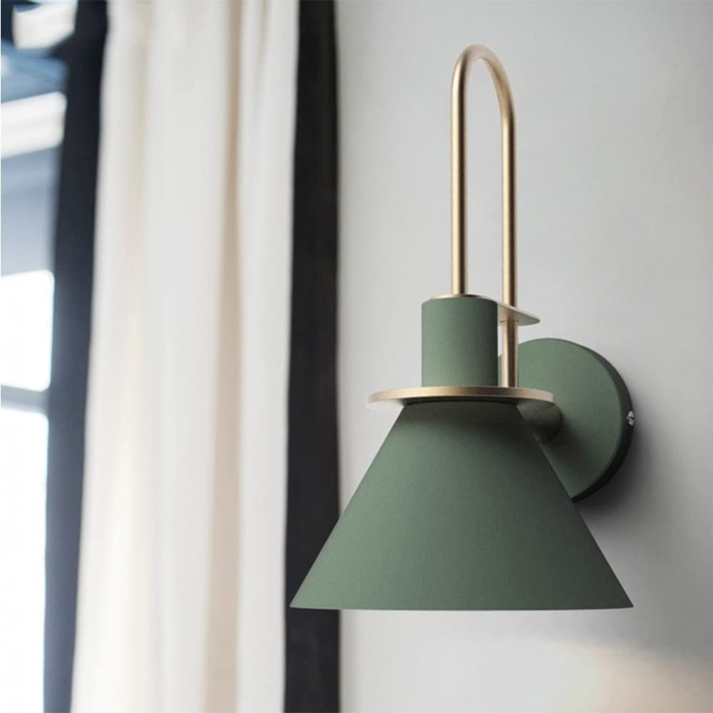 Eisen wandleuchte Wandmontage Armaturen Horn Wandleuchte Schlafzimmer Nacht Korridor Wandleuchte Macaron Eisen Wandleuchter Innen Dekorative Wand Laterne E27 Nachttisch Leselampe(Grün)
