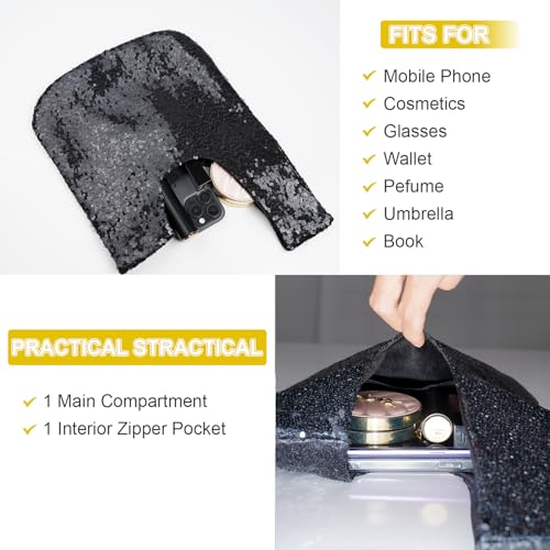 Image of Eternal Beauty Sequin Wristlet Bag, Reinforced Sparkly Evening Clutch for Wedding Guest, Cruise & Prom Mini Purse