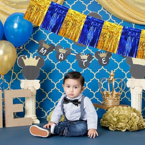 Image of BEISHIDA 3 Packs Metallic Foil Fringe Garland Blue Gold Wall Hanging Tinsel Fringe Banners for Car Floats Bridal Shower Wedding Birthday Easter Graduation Holiday Party Decoration(30 Feet)