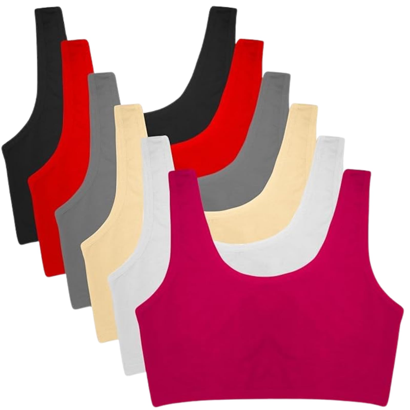 dream crushers Sports Bra for Women & Girls, Cotton Non-Padded Full Coverage Beginners Non Wired T-Shirt Workout Bra with Regular Broad Strap (Pack of 3)-picture-25