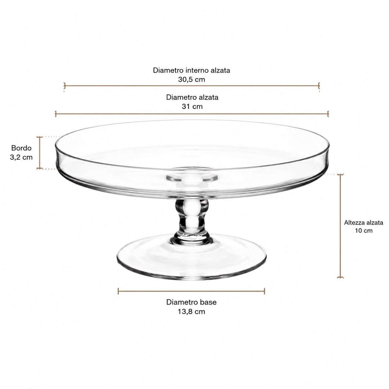 Soporte de Vidrio para postres y Fruta con cúpula de Vidrio cod.AC00390LU cm 26,5h diam.32,8 by Varotto & Co.
