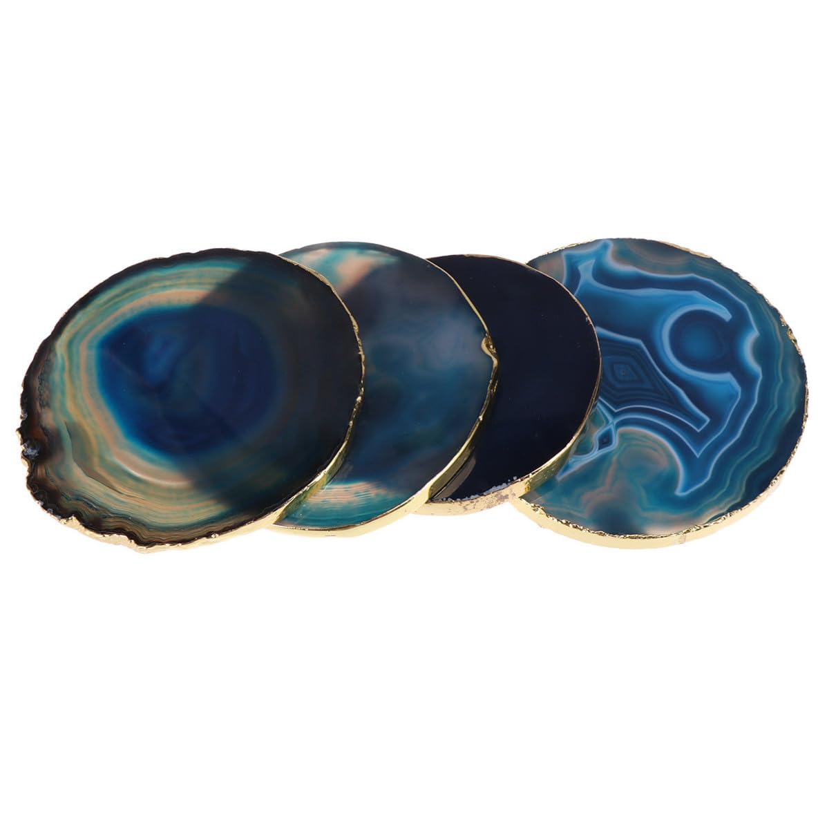 Sottobicchieri Geometrici Creativi in Agata Blu 4 Pezzi | Bevande e Tazze, Forma Rotonda Moderna, Alta Resistenza al Calore, Effetto Antiscivolo