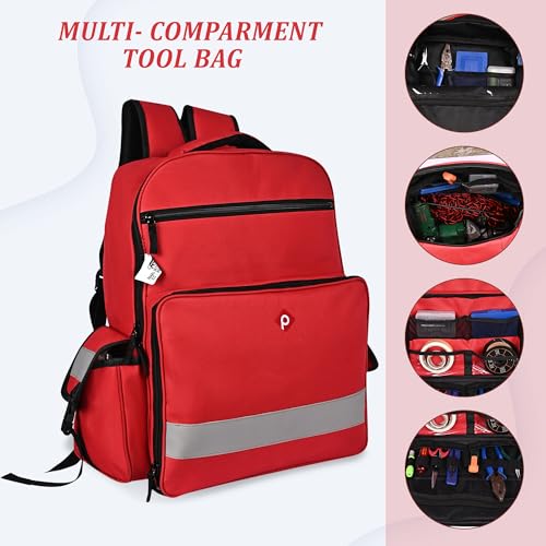 Image of PAHAL 19 Inch Medical First Aid Kit Backpack - Large Nylon Portable Medicine Storage Bag for Emergency, Travelling, Car, Home & Vaternity, Empty Medical Organizer Bag (No Medicine Included), Red