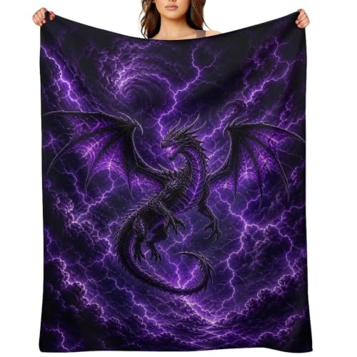 Dragon Storm Lightning Soft Throw Blanket for Couch Bed and Travel