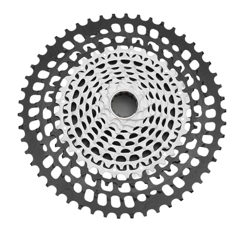 Volante de Cassette de Bicicleta, Diseño Aluminio Diseño Hueco Bicicleta y Acero para Ciclismo (plata pintada de negro)