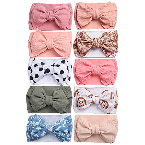 Image of KIDOCHEESE Oversized Baby Headbands with Bows - Elastic Nylon Hairbands, Head Wraps and Hair Accessories for Newborns, Infants, Toddlers and Kids