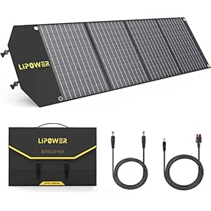 LIPOWER 100W Portable Solar Panel 18V, Foldable Solar Charger for Jackery/Anker/FlashFish/Bluetti/Goal Zero/Rockpals Power Station and with USB, Type-C PD Output