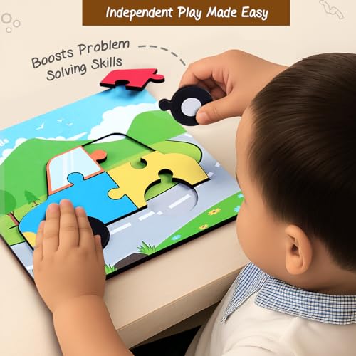 Image of Intelliskills 3D Pick N Fix Vehicles Wooden Jigsaw Puzzle for Kids, Set of 4, 24 Pcs,Transport Theme Puzzle for 3+ Years Girls & Boys,Safe Rounded Edges & Chunky Pieces,Ideal for Gifting,BIS Certified