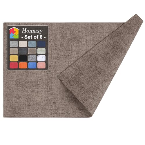 Homaxy Faux Leather Heat Resistant Placemats for Dining Table Set of 6, Waterproof Wipeable Washable PU Table Mats, Easy to Clean Anti-Slip Place Mats, 11.8' x 17', Dark Brown