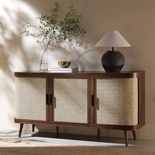 Suryavanshi Mango Wood Sideboard Cabinet with Cane Doors | 6...