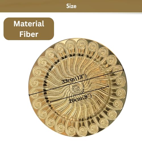Image of Luxury Gold Decorative Plate | Pooja Thali, Gift Hamper Base, Charger Plate & Decorative Platter for Home Decor, Wedding & Festive Gifting