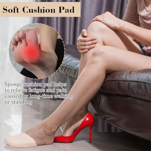 No Show Toe Covers, 6 Pairs Half Socks for Women Mules, Toe Socks for Women Size 6-9, Seamless Non-Slip Ball of Foot Cushion Sock with Padding (2 Colors)4