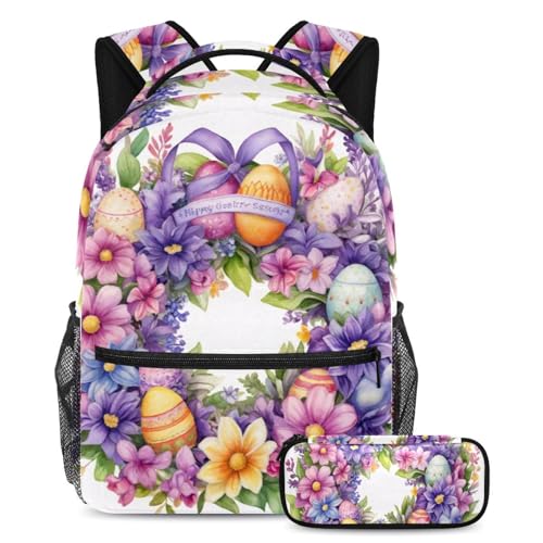 Sac à dos grande capacité couronne de Pâques violette multicolore