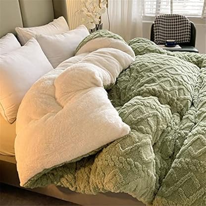 FFFF & OLFEH Bettdecke, Dicker Lamm-Kaschmir, Flauschige Kaschmir-Warm Sherpa Sofaüberwurf Winter Decke, Dicke Sofadecke Couchdecke, Flauschige Wohndecke für Couch (Blau,200×230CM-5kg) – Bild 4
