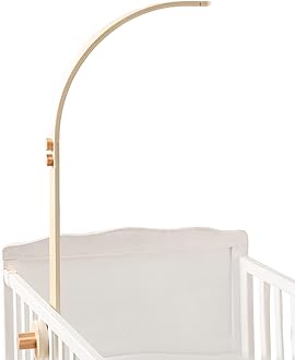 let's make Baby Crib Mobile Arm - Wooden Baby Mobile Crib Holder for Hanging Baby Crib Attachment for Nursery Decor (Curved Structural Arm)