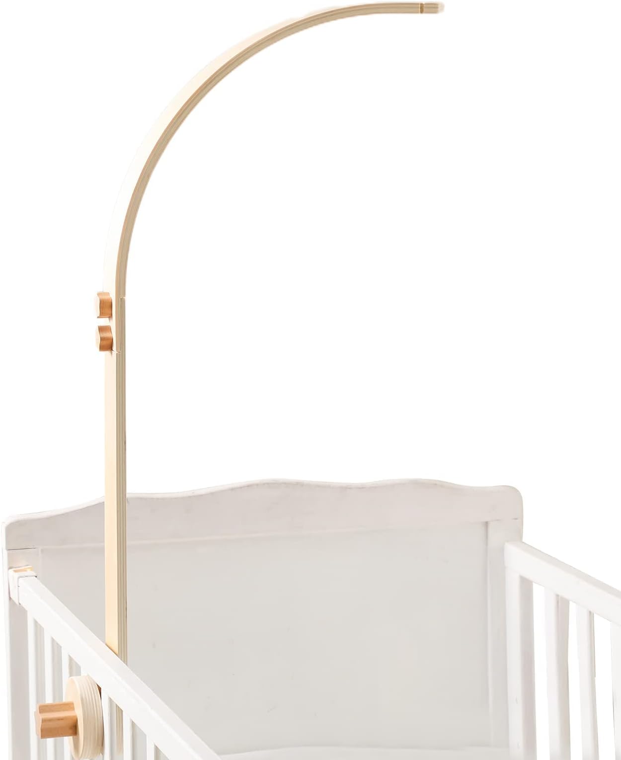 let's make Baby Crib Mobile Arm - Wooden Baby Mobile Crib Holder for Hanging Baby Crib Attachment for Nursery Decor (Curved Structural Arm)