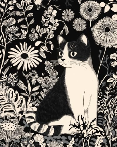 Kit broderie perles chat noir blanc idée cadeau originale pour passionné de DIY