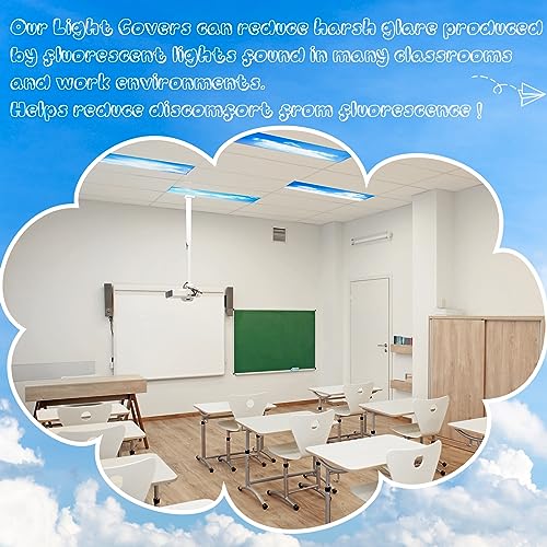 Image of Yahenda 8 Packs Fluorescent Light Covers, 4 x 2 Feet Magnetic Ceiling Lighting Covers, Classroom Light Filter Shade for Office School Hospital Home Room Decor(Blue Sky White Cloud)