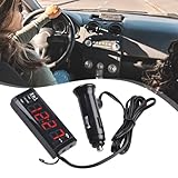 JoyousMall 3 in 1 12 V termometro auto voltmetro orologio, display digitale a LED, monitor della temperatura per veicoli DC 12 V, alloggiamento ABS, cavo 65 cm