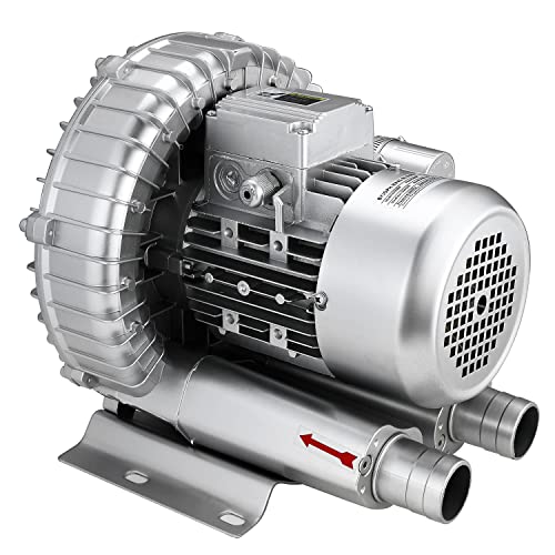 Byjoph 0.6HP Regenerative Blower, 41CFM 110V 60Hz Single Phase, High-Pressure Vortex Ring Blower, Industrial Vacuum Pump for Air Blowing Or Suction for Sewage Aeration Aquarium Fish Pond, Silver Byjoph 0.6HP Regenerative Blower, 41CFM 110V 60Hz Single Phase, High-Pressure Vortex Ring Blower, Industrial Vacuum Pump for Air Blowing Or Suction for Sewage Aeration Aquarium Fish Pond, Silver