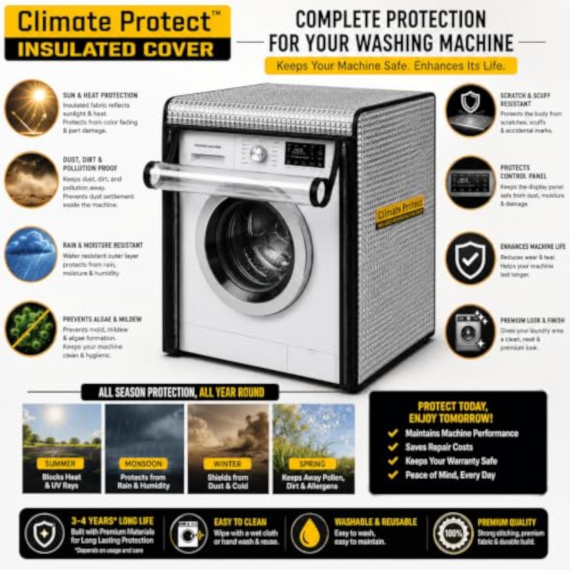 Insulated Washing Machine Cover, Waterproof