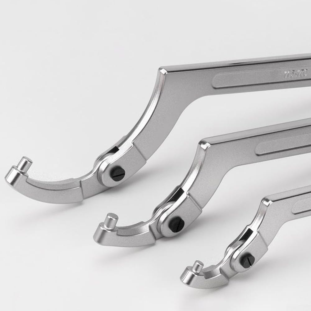 Juego de llaves inglesas ajustables de metal con gancho de ajuste de choque para tuberías de calefacción, diseño de doble cabeza, se adapta a tornillos cuadrados y redondos, acabado plateado