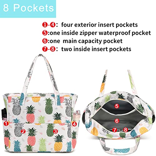 Bolsas de playa impermeables extra grande con diseño de piña para mujer 5