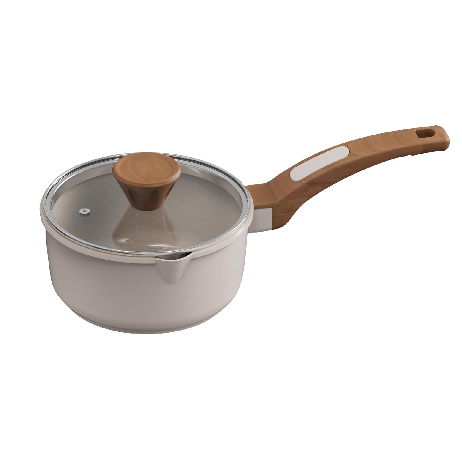 Cooksmart Signature 16cm Sauce Pan with Lid – Cast Aluminium | Non-Stick | PFOA & PFAS Free | Induction, Gas, & Electric Hob Compatible | Dishwasher Safe | Ergonomic Handle (Ivory)