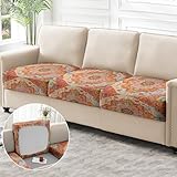 ZSYTZL 1PC Printed Couch Cushion Covers,Washable Boho Decor Printed Elastic Sofa Cover,Indoor Outdoor Sofa Slipcovers-Orange