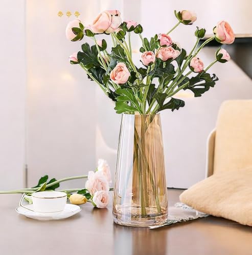 Image of Clear Glass Vase for Home Decor Flower Vases for Centerpieces Living Room Kitchen Office Wedding-(Golden)