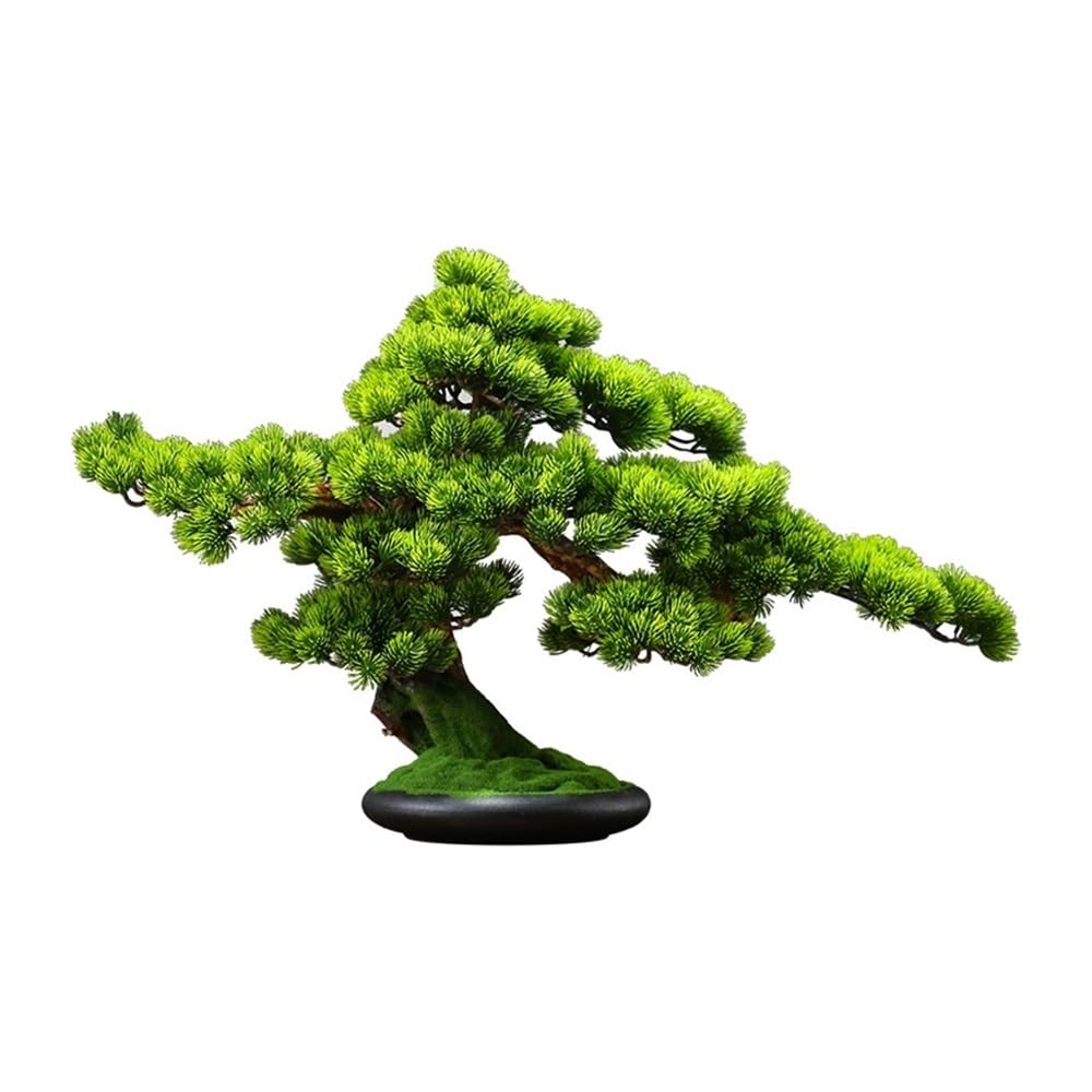 GTHTUHFD Artificial Plants, Chinese Hotel Desktop Landscaping Artificial Cypress Leaves Potted Bonsai Ornaments Bonsai Tree,Home Decor