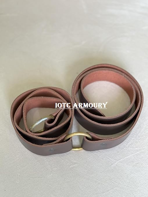 Medieval Brown Leather Ring Belt, Retro Renaissance Rivets Belt for LARP, Halloween Parties Costume, Adult Costume3