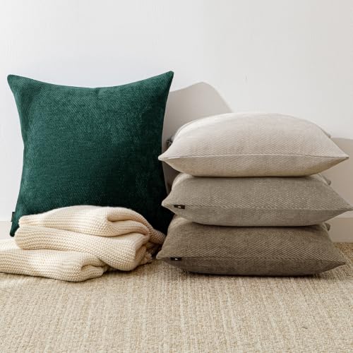 Image of a moment Pack of 2 Decorative Chenille Throw Pillow Covers with Twill Cushion Covers for Sofa Living Room Couch Bed 26x26 Inch, Dark Teal
