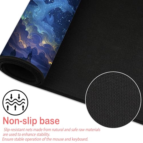 Image of Nuxovilar Professional Large Mouse Pad & Computer Game Mouse Mat (35.4x15.7IN, Dreamy Blue Nebula Art) (90 * 40cm Dreamy Blue Nebula)