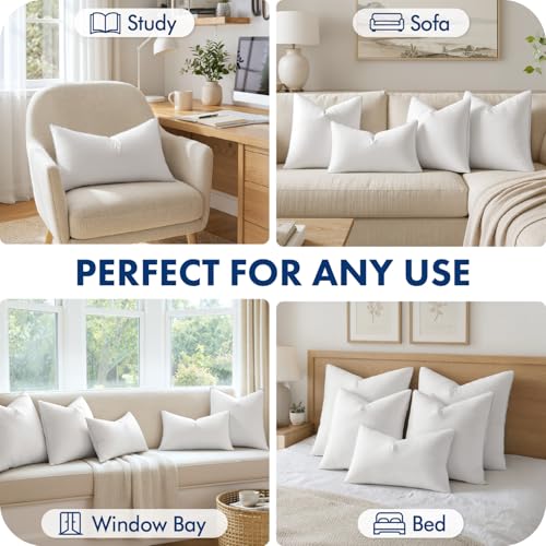 Image of MIULEE 12x20 Pillow Inserts Pack of 2, Throw Pillow Inserts with 100% Cotton Cover, Rectangle Decorative Pillow Inserts for Sofa Bed Couch Bench