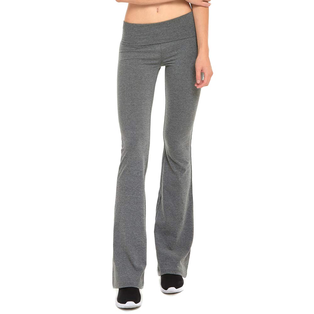 DailyWear Womens Stretchy Cotton Blend Yoga Pants Leggings Various Styles (Boot Cut Grey, Large)