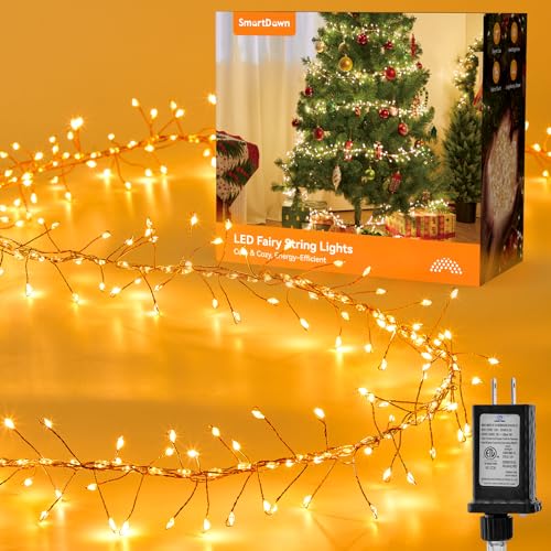 SmartDawn Flowing Fairy Lights Plug in with 14 Modes, 10FT 388LED Twinkle Firecrackers String Lights...