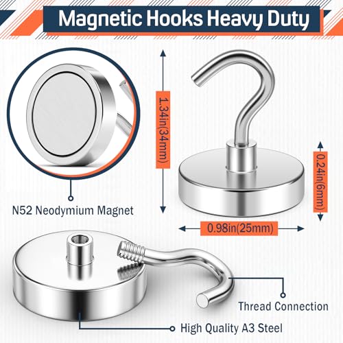 Image of FINDMAG Magnet Hooks, 20 Pack 85LB+ Magnetic Hooks for Cruise Cabins