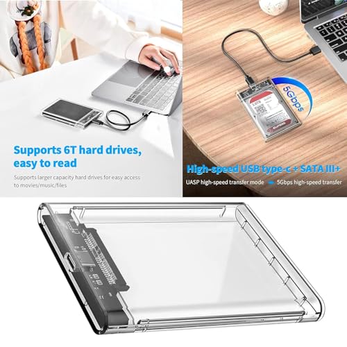 Image of sancy 2.5 inch External Hard Drive Enclosure, USB-C 3.1 Gen 2 SATA III for SSD /HDD - Tool-Free, High-Speed, Plug & Play