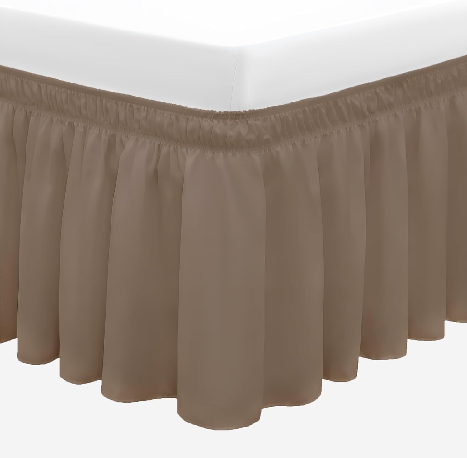 SGI 9 Inch Drop King Size Camel Brown Solid Bed Skirt Wrap Around Pattern Easy Fit Easy Care Fade & Wrinkle Resistant- Microfiber Made