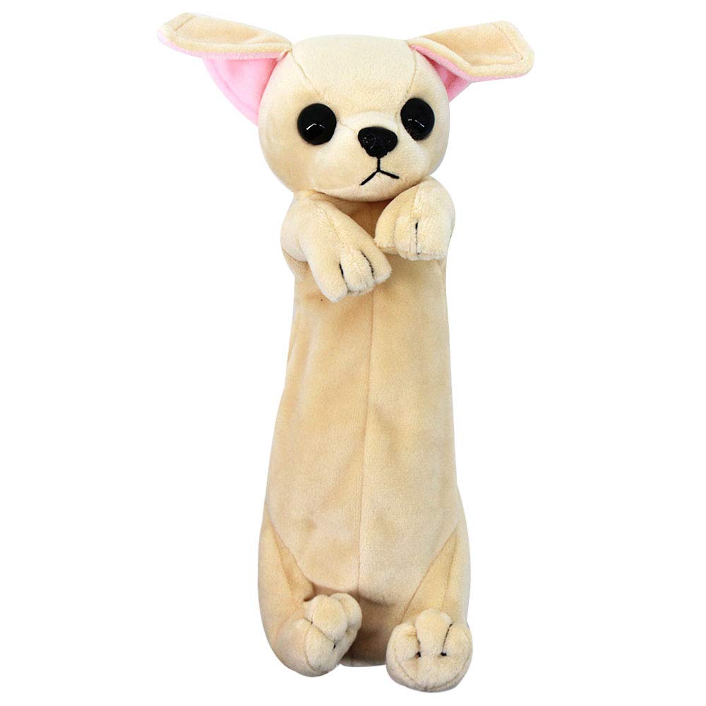Minache Plush Animal Stationery Pouch Women Cute Dog/Dinosaur Plush Pencil Case Ladies Cosmetic Bag (Beige 2), bd-06484AD