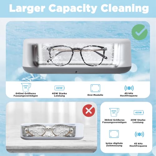 Osalms Ultraschallreinigungsgerät 640ml,Hochfrequenz Ultraschallreiniger Mit drei Modi 3/5/10...