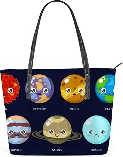 Bolsa tiracolo de couro de poliuretano, bolsa de ombro divertida para planetas Kawaii, bolsa mensageiro para mulheres e meninas