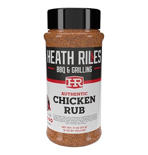 Heath Riles BBQ Rub, condimento de pollo para frotar, receta Champion Pitmaster, mezcla de especias coctelera, 11 onzas