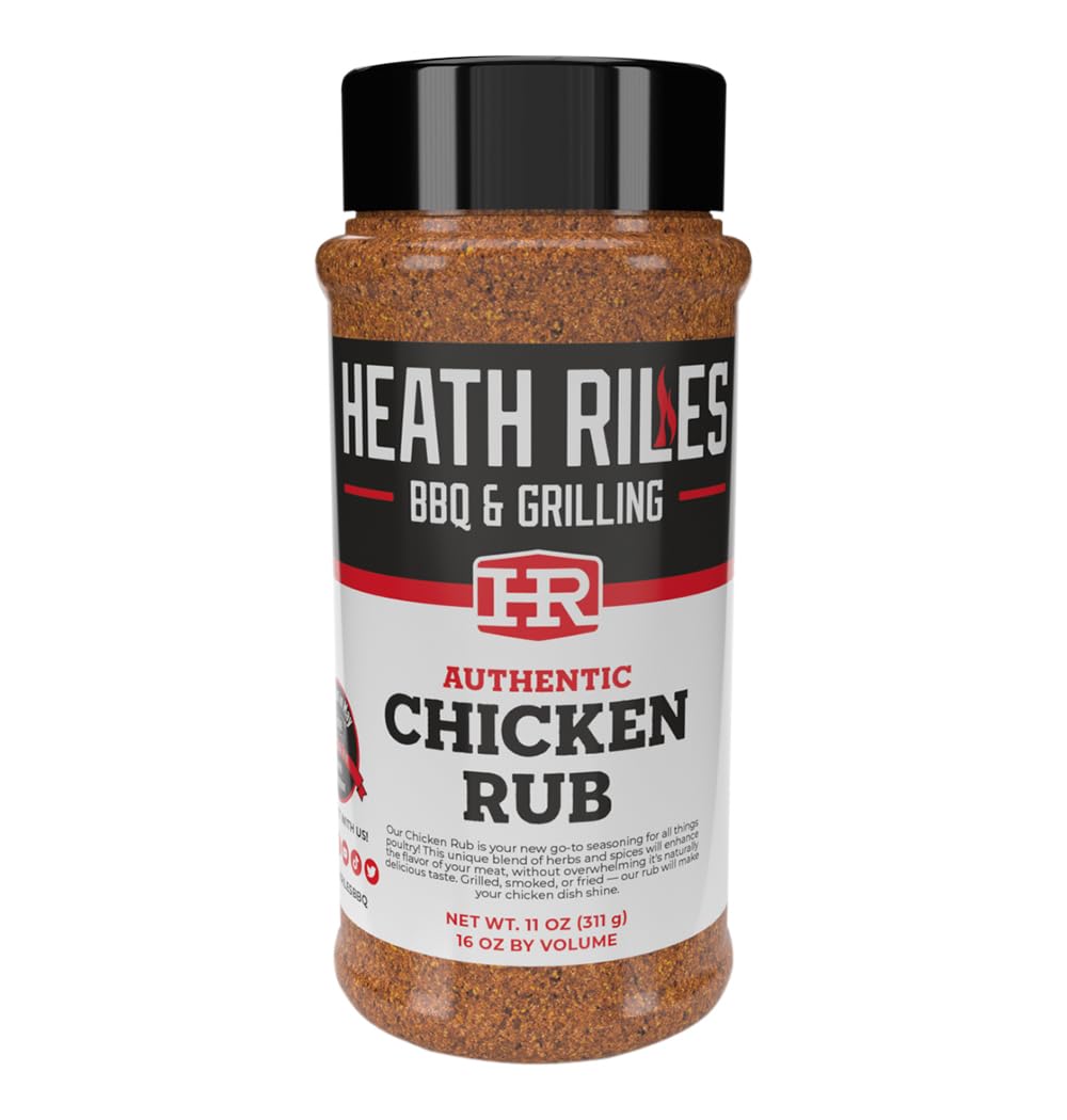 Heath Riles BBQ Rub, Chicken Rub Seasoning, Champion Pitmaster Recipe, Shaker Spice Mix, 11 oz.
